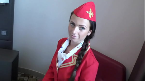 Поимел жопу стюардессы Натали на самолете